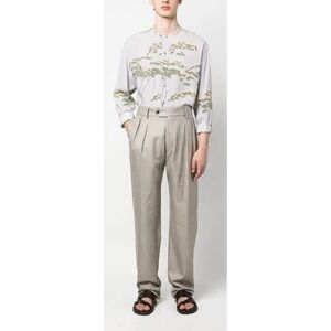 GIORGIO ARMANI Tree-Print Bib-Collar Silk Shirt $1795. NWT Size 39. 15.5 Med.